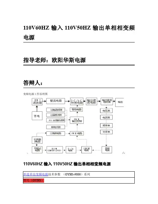 110V60HZ输入110V50HZ输出单相变频电源