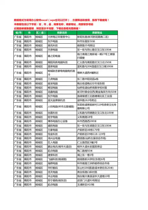 2020新版广东省揭阳市榕城区电脑工商企业公司商家名录名单联系电话号码地址大全266家