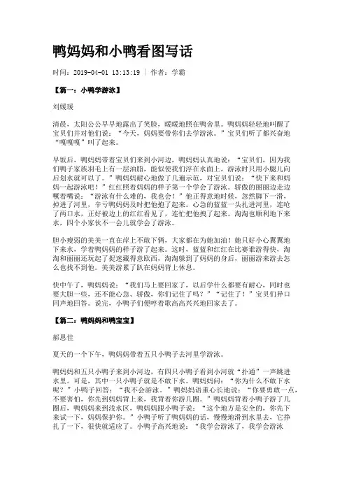 鸭妈妈和小鸭看图写话