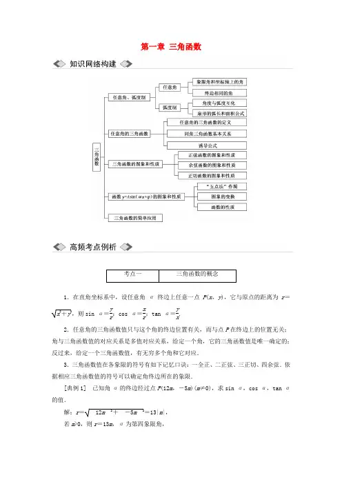 2018-2019学年高中数学 第一章 三角函数章末小结与测评教案(含解析)新人教A版必修4