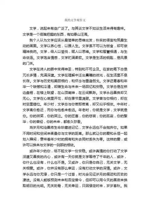 我的文学观作文_作文850字_作文范文_
