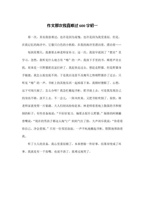 作文那次我真难过600字初一