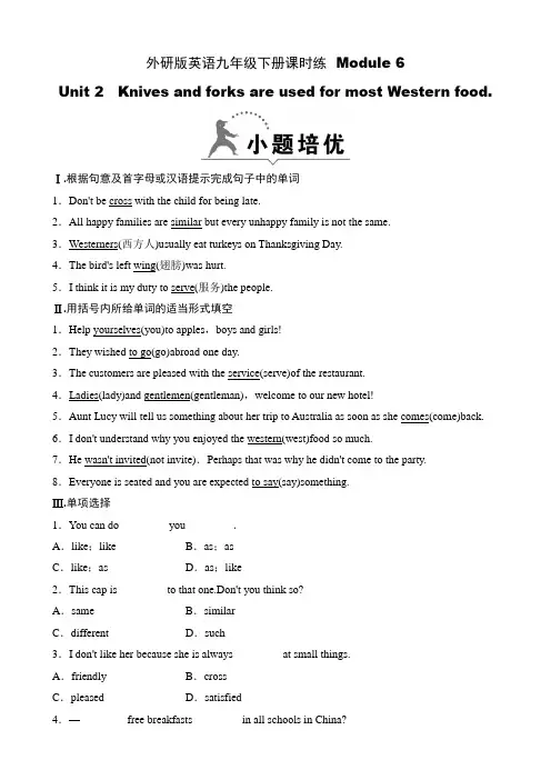 外研版英语九年级下册课时练  Module 6  Eating together  Unit 2