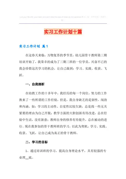 实习工作计划十篇