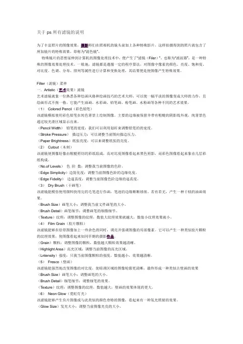 关于ps所有滤镜的说明