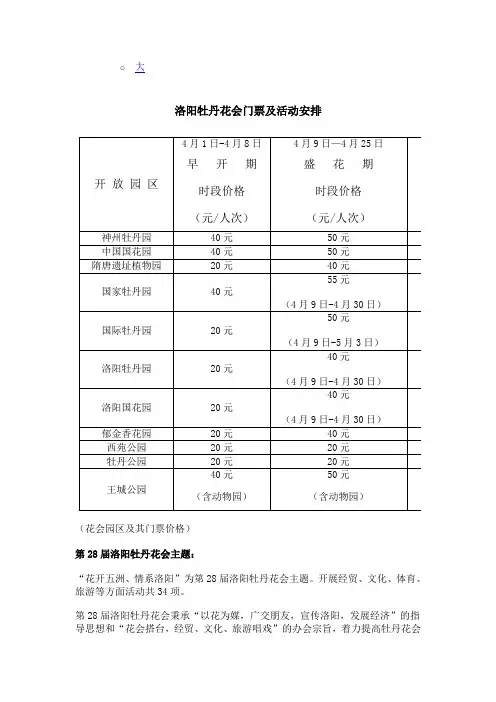 洛阳牡丹花会门票及活动安排