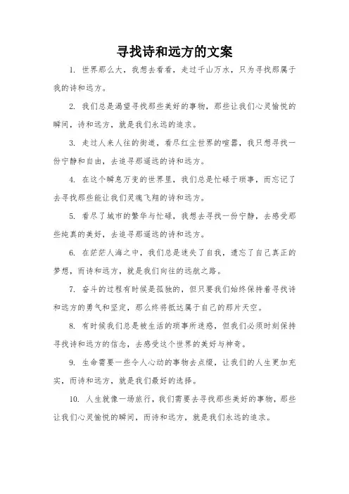寻找诗和远方的文案