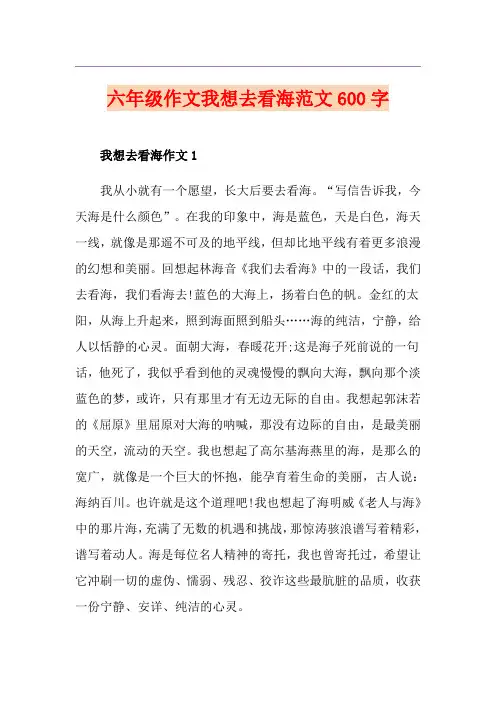 六年级作文我想去看海范文600字