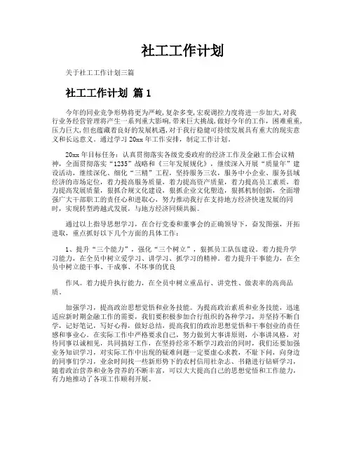 社工工作计划