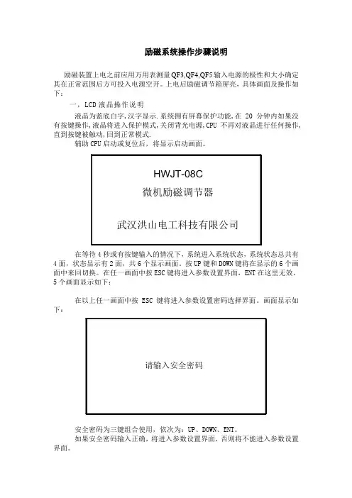 励磁操作说明