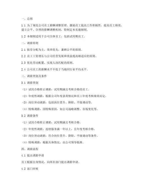 员工调薪管理实施细则
