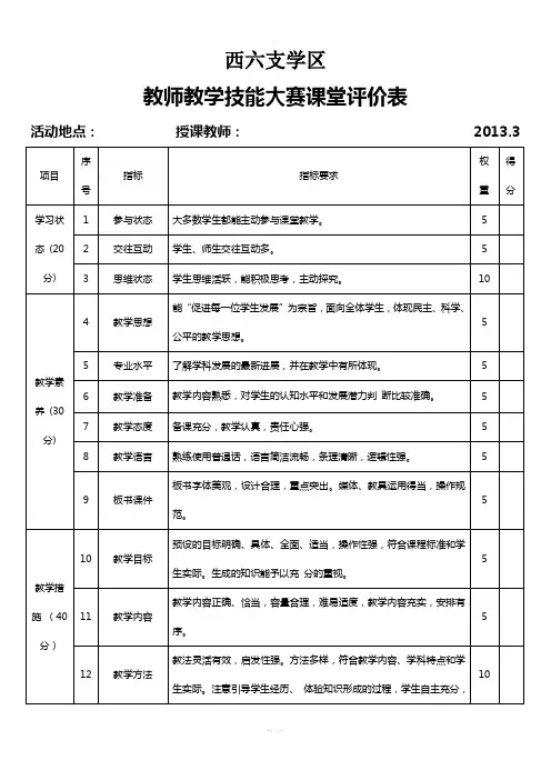 教师技能大赛-评分表(新)