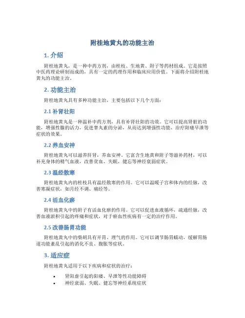 附桂地黄丸的功能主治