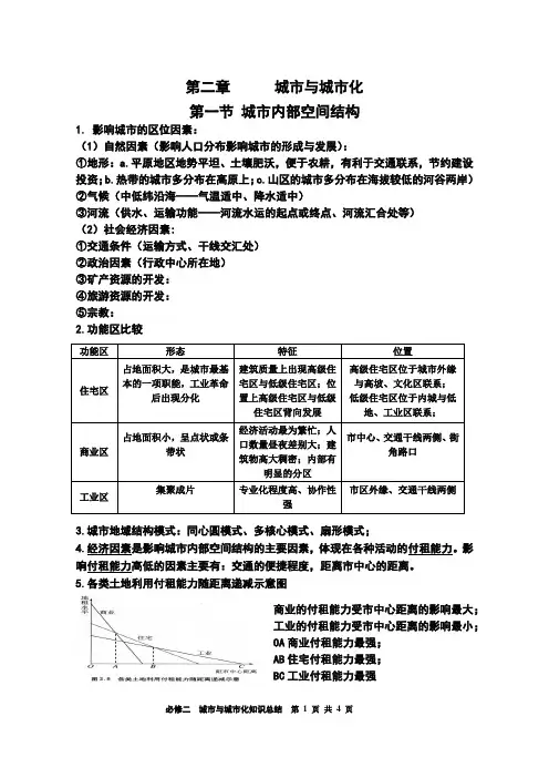 第二章 城市与城市化知识总结