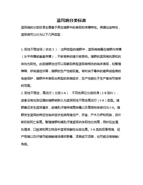 蓝耳病分类标准