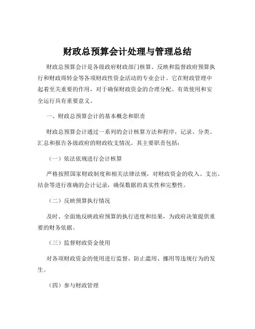 财政总预算会计处理与管理总结