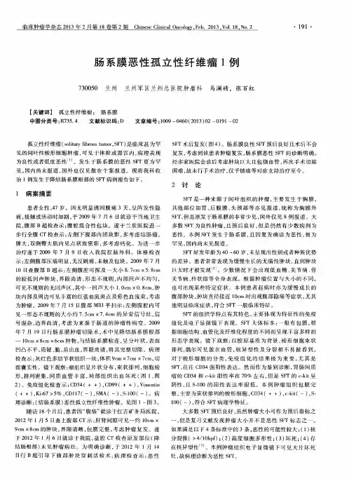 肠系膜恶性孤立性纤维瘤1例