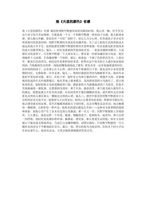 观《天堂的颜色》有感