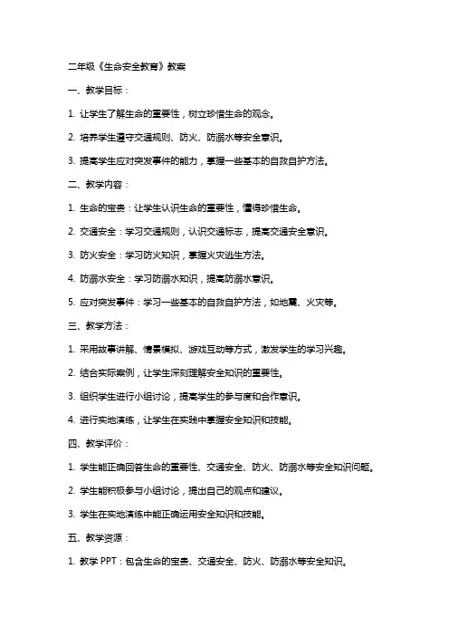 二年级《生命安全教育》教案