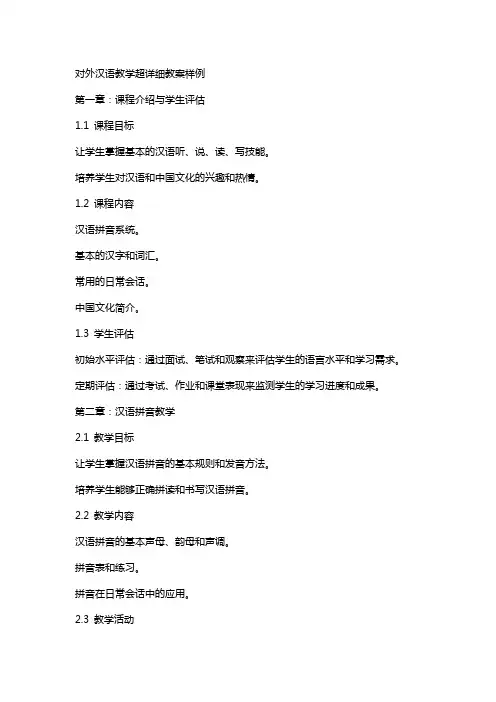 对外汉语教学超详细教案样例