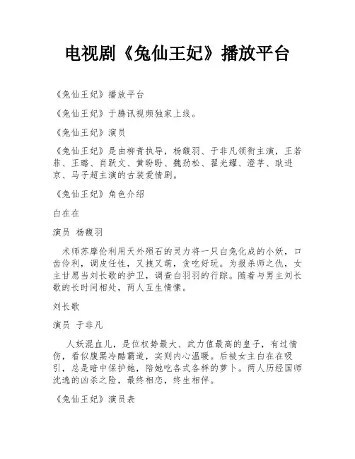 电视剧《兔仙王妃》播放平台
