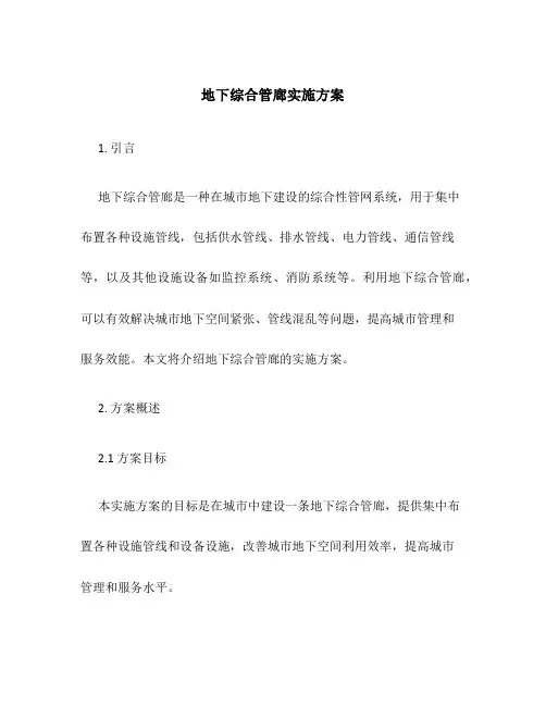 地下综合管廊实施方案