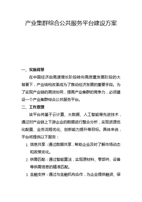 产业集群综合公共服务平台建设方案(二)