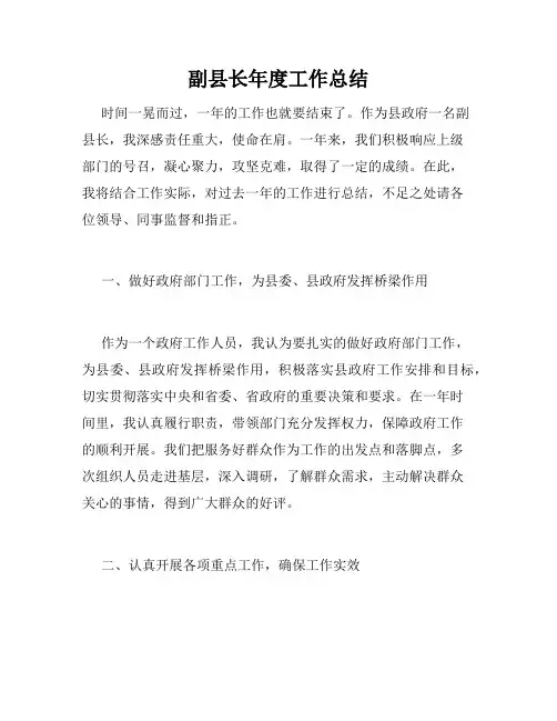 副县长年度工作总结