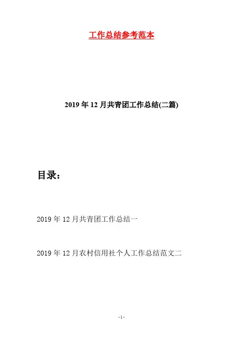 2019年12月共青团工作总结(二篇)
