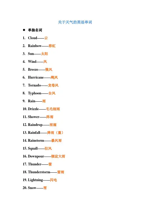 关于天气的英语单词