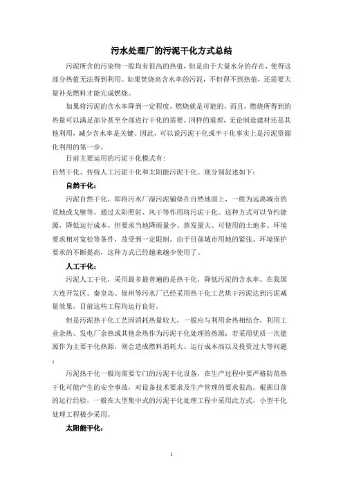 污水处理厂的污泥干化方式总结