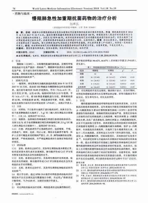 慢阻肺急性加重期抗菌药物的治疗分析