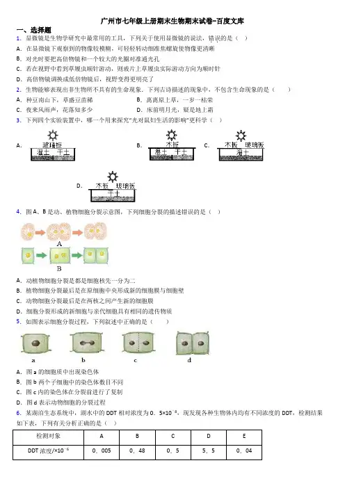 广州市七年级上册期末生物期末试卷-百度文库