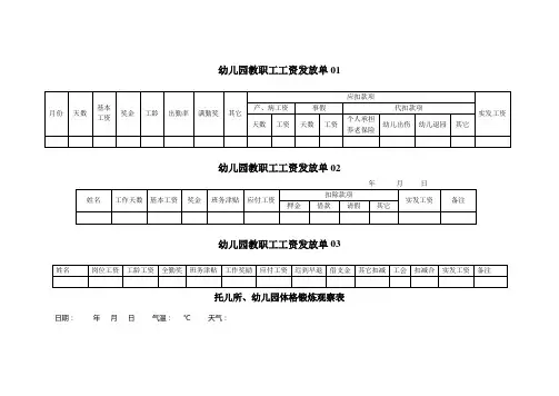 幼儿园必知必用资料：工资发放单 表