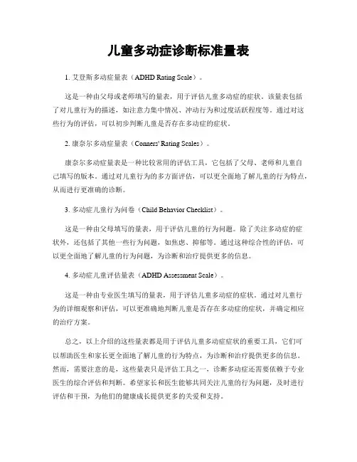 儿童多动症诊断标准量表