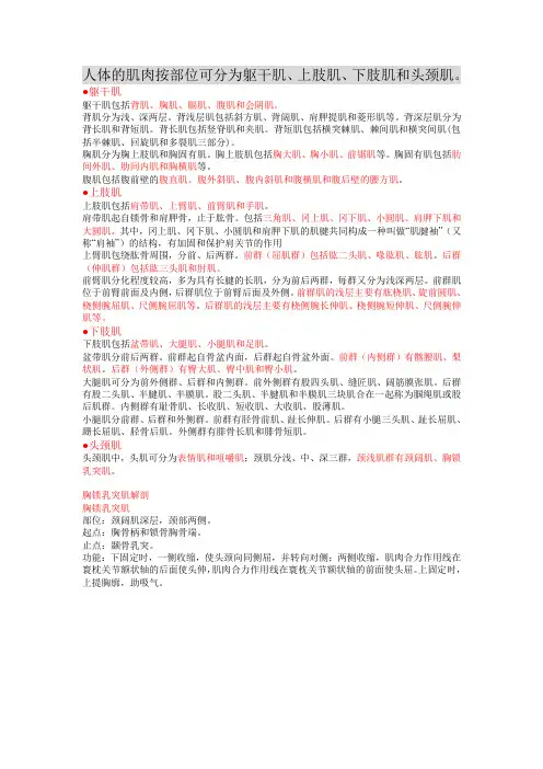 人体肌肉起止点