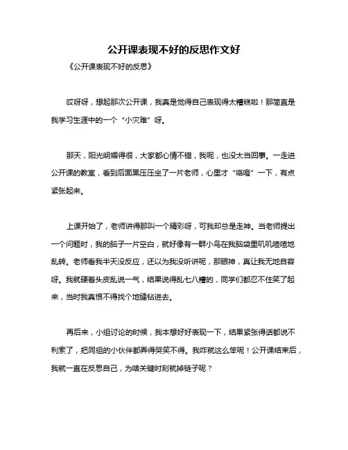 公开课表现不好的反思作文好