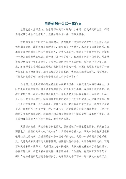 用没想到什么写一篇作文