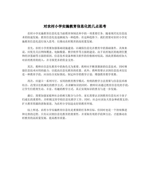 对农村小学实施教育信息化的几点思考