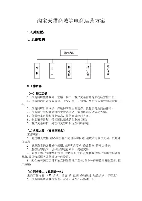 淘宝天猫商城等电商运营详细方案