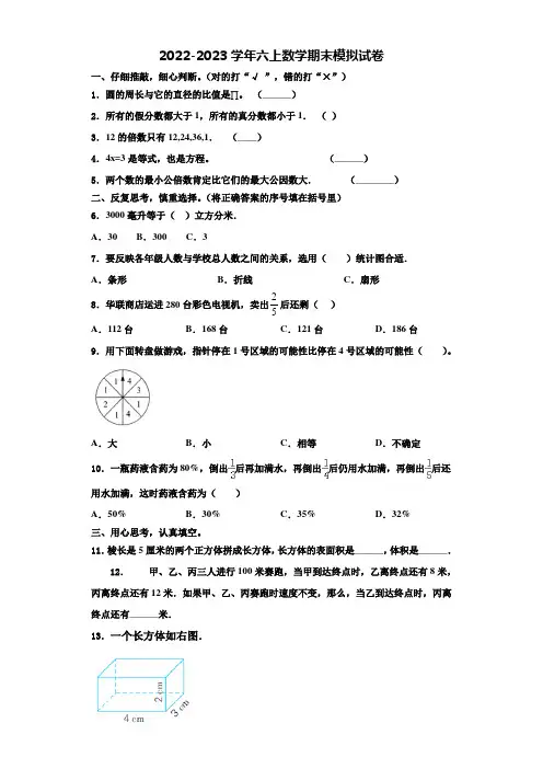 湖北省武汉市江岸区2022-2023学年数学六上期末经典试题含解析