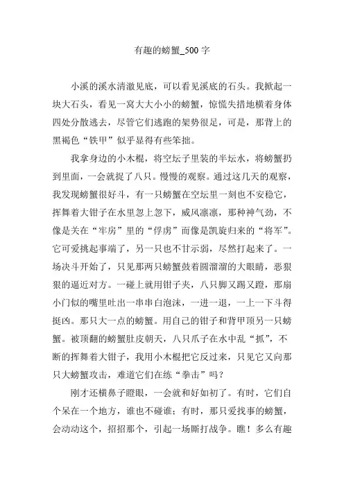 有趣的螃蟹_500字