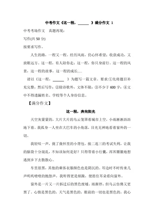 中考作文《这一程,...... 》满分作文 1