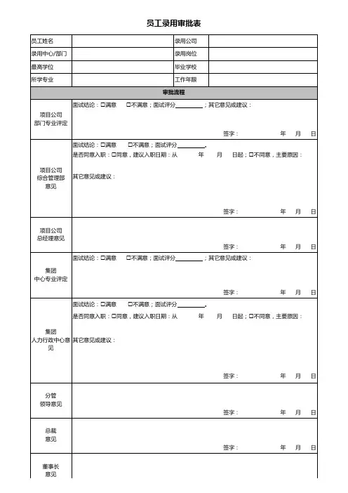 8.新员工录用审批表