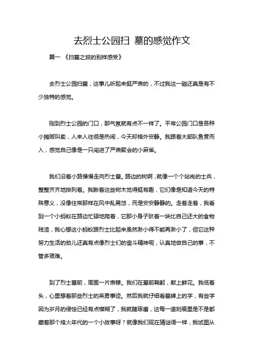 去烈士公园扫 墓的感觉作文