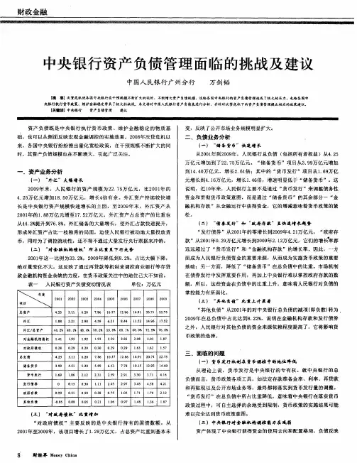 中央银行资产负债管理面临的挑战及建议