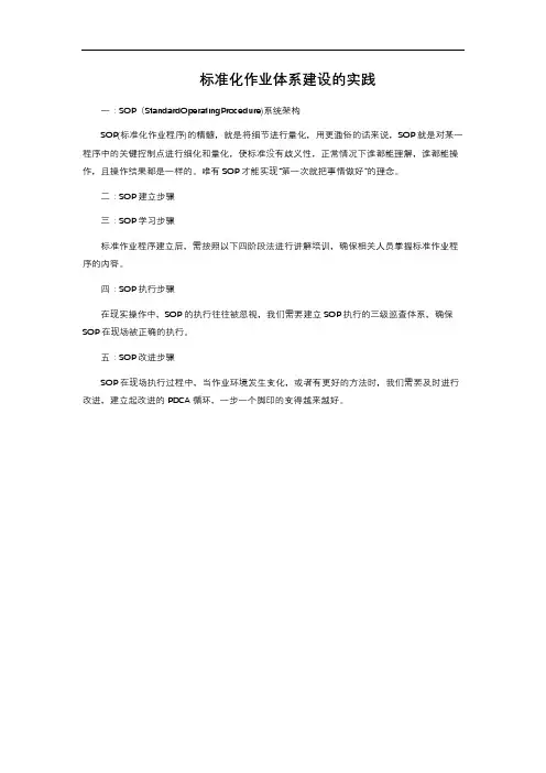 标准化作业体系建设的实践