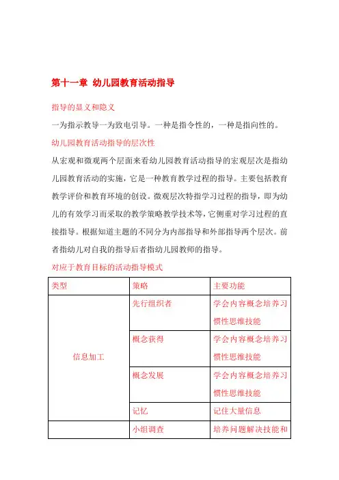 第十一章 幼儿园教育活动指导