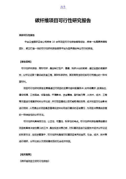碳纤维项目可行性研究报告