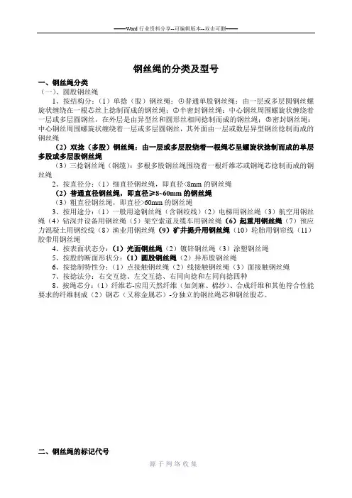 钢丝绳的分类及型号